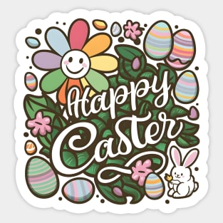 Happy Easter Bunny And Cat And Dog Mom Dad Boys Girls kids Sticker